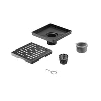 Square Shower Drain 4" with Removable Grate, Matte Black Polished 304 Stainless Steel Shower Drain, Shower Drain, Floor Shower Drain with Hair Strainer, Adjustable Levelingft