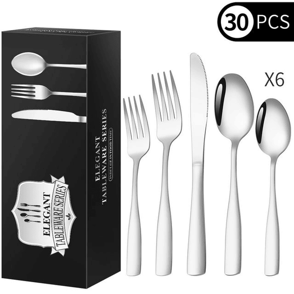 30 Piece Silverware Set for 6, TINANA Stainless Steel Flatware Set,Mirror Polished Cutlery Utensil Set,Durable Home Kitchen Eating Tableware Set, Fork Knife Spoon Set,Dishwasher Safe EasyOptionXY LLC