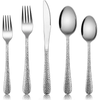 Hammered Silverware Set for 8, VeSteel 40-Piece Stainless Steel Flatware Cutlery Set, Includes Knives, Forks, Spoons, Modern Design & Mirror Polished - Dishwasher Safe EasyOptionXY LLC