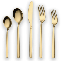 20 Pieces Gold Plated Stainless Steel Flatware Set, Sliverware Cutlery Set Service for 4, Mirror Polished EasyOptionXY LLC