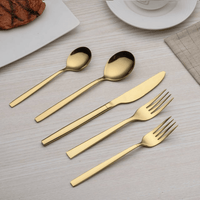 20 Pieces Gold Plated Stainless Steel Flatware Set, Sliverware Cutlery Set Service for 4, Mirror Polished EasyOptionXY LLC