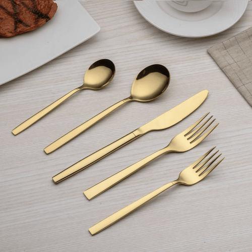 20 Pieces Gold Plated Stainless Steel Flatware Set, Sliverware Cutlery Set Service for 4, Mirror Polished EasyOptionXY LLC