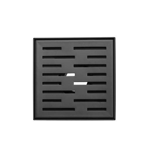 Square Shower Drain 6" with Removable Grate, Matte Black Polished 304 Stainless Steel Shower Drain, Shower Drain, Floor Shower Drain with Hair Strainer, Adjustable Levelingft