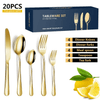 Golden Silverware Set 20 Pieces Stainless Steel Flatware Set, Kitchen Utensil Set Service for 5, Tableware Cutlery Set for Home & Restaurant, Dishwasher Safe EasyOptionXY LLC