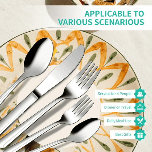 ENLOY 20 Piece Silverware Set, Stainless Steel Flatware Set, Service for 4 EasyOptionXY LLC