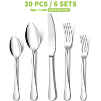 30 Pieces Silverware Set, Stainless Steel Flatware Cutlery Set for 6, Fancy Tableware Eating Utensils for Home Kitchen Restaurant Hotel, Mirror Polish, Dishwasher Safe by Kosbon EasyOptionXY LLC