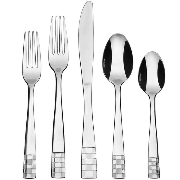 KitchenTrend 20-Piece Silverware Set, Stainless Steel Flatware Cutlery Set, Service for 4 in Dishwasher Safe, Checkmate EasyOptionXY LLC