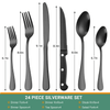 24 Piece Flatware Set for 4, TINANA Stainless Steel Flatware Set, Mirror Polished Cutlery Utensil Set, Durable Home Kitchen Eating Tableware Set, Fork Knife Spoon Set,Dishwasher Safe-Black EasyOptionXY LLC