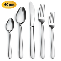60 Pieces Silverware Set, Hunnycook Stainless Steel Modern Flatware Cutlery Set Service for 12, Durable Tableware Set for Home Kitchen Restaurant, Mirror Polished, Dishwasher Safe EasyOptionXY LLC