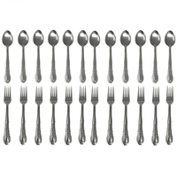 24 Pieces Stainless Steel Forks And Spoons Flatware Tableware Set Kitchen EasyOptionXY LLC