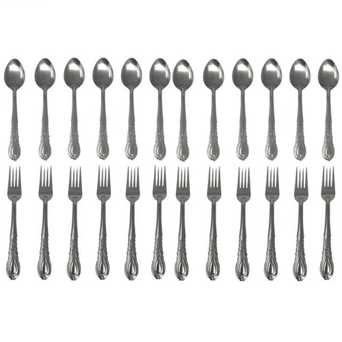 24 Pieces Stainless Steel Forks And Spoons Flatware Tableware Set Kitchen EasyOptionXY LLC