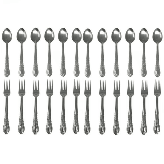 24 Pieces Stainless Steel Forks And Spoons Flatware Tableware Set Kitchen EasyOptionXY LLC