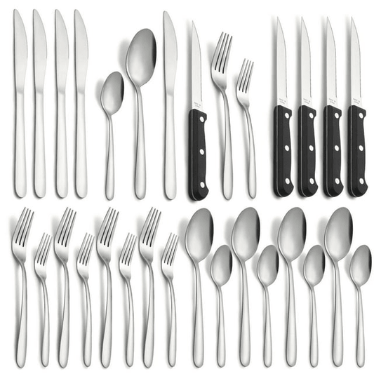 Bestdin 24 Pieces Silverware Set, Flatware Sets with Steak Knives Service for 4, Premium Stainless Steel Mirror Polished Cutlery Utensil Set, Durable Home Kitchen Eating Tableware Set, Dishwasher Safe EasyOptionXY LLC