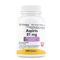 Rising Health Pain Relief - Low Dose Aspirin 81mg For Adults - Compared To Bayers - Enteric Coated Low Strength Aspirin Tablets - Pain Reliever For Minor Aches And Pains - Made In USA