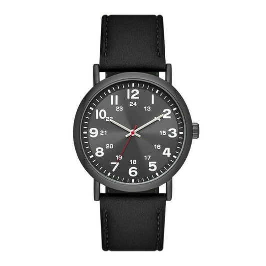 George Men's Watch: Gunmetal Tone Case, Black Easy Read Dial, Black Vegan Leather Band (FMDOGE046) EasyOptionXY LLC