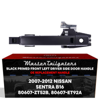 Exterior Door Handle Black Primed Replacement for Nissan Sentra B16 (2007-2012) (Smart Entry System w/o Sensor) OE Part # 80607-ZT52B, 80607-ET92A | Front Left Driver Side