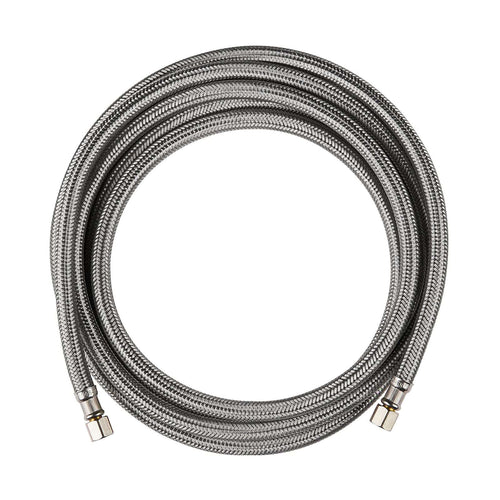 10ft Ice Maker Hose, with 1/4" Comp by 1/4" Comp Connection, Stainless Steel Braided Hose