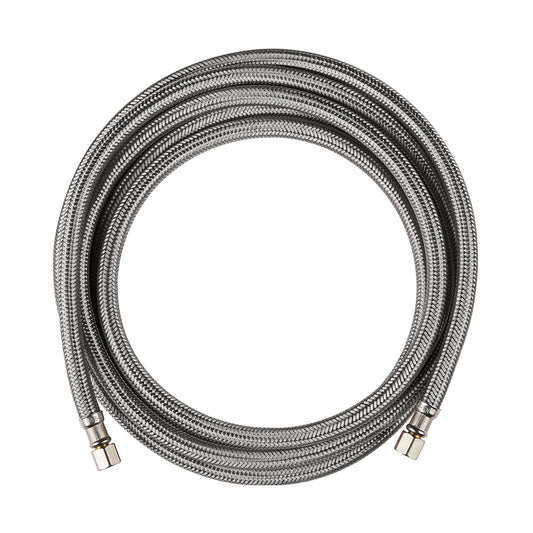 6ft Ice Maker Hose, with 1/4" Comp by 1/4" Comp Connection, Stainless Steel Braided Hose