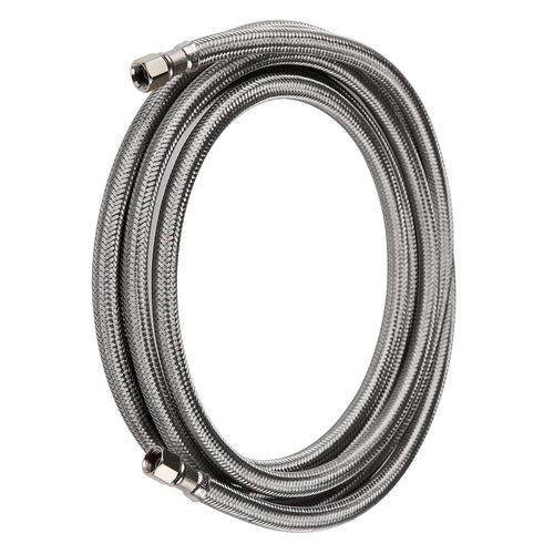6ft Ice Maker Hose, with 1/4" Comp by 1/4" Comp Connection, Stainless Steel Braided Hose