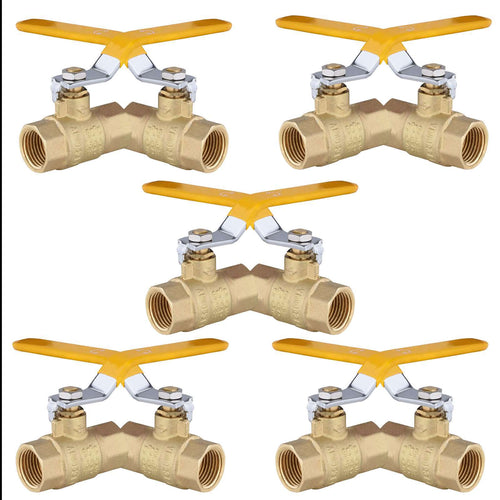 10 Pcs 1/2" FNPT Ball Valve, Yellow (Lead Free) Plumbingsell