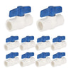 10 Pcs 1/2" PVC Ball Valve, Solvent Weld, Sch. 40