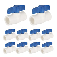 10 Pcs 1/2" PVC Ball Valve, Solvent Weld, Sch. 40