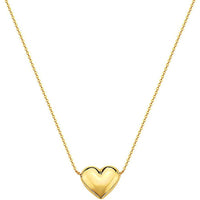 10K Gold Puffed Heart Necklace for Women Adjustable