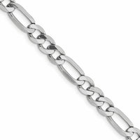 10K Solid White Gold Figaro Chain Necklace