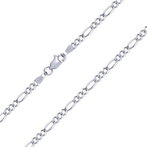 10K White Gold Men Women 2.5mm Solid Figaro Chain Pendant Necklace