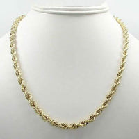 10K Yellow Gold 5mm Unisex Diamond Cut Rope Chain Necklace
