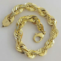 10k Yellow Gold Mens 6mm Diamond Cut Rope Genuine Italian Chain Link Bracelet 8"