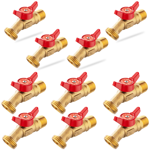 10 Pcs 1/2" Hose Boiler Drain Angle, 1/4 Turn Plumbingsell