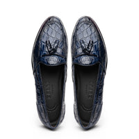 11-582-NVY FRANCO Crocodile Tassel Loafer, Navy