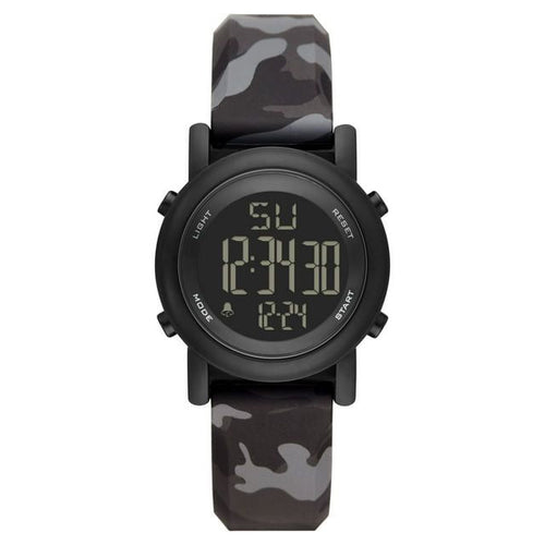 George Men's Digital Watch: Gunmetal Case, Negative Display, Black Grey Camo Stap (FMDOGE030) EasyOptionXY LLC