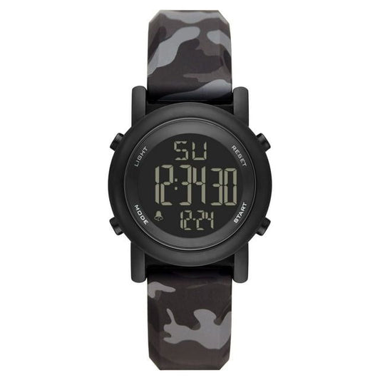 George Men's Digital Watch: Gunmetal Case, Negative Display, Black Grey Camo Stap (FMDOGE030) EasyOptionXY LLC