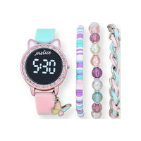 Justice Girl's LED Silicone Watch and Matching Bracelet 4 Piece Set EasyOptionXY LLC