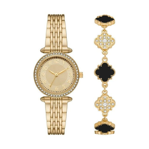 Ladies' Time and Tru Gold Tone Watch and Bracelet Set EasyOptionXY LLC