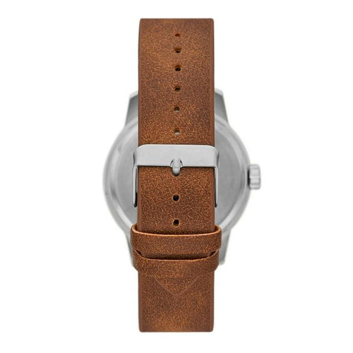 George Men's Watch: Matte Silver Tone Case, Off White Easy Read Dial, Tan Vegan Leather Band (FMDOGE048) EasyOptionXY LLC