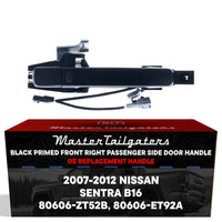 Exterior Door Handle Black Primed Replacement for Nissan Sentra B16 (2007-2012) (Smart Entry System w/ Sensor) OE Part # 80606-ZT52B, 80606-ET92A | Front Right Passenger Side w/o Keyhole