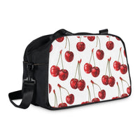 Sweet & Stylish  Womens White Cherry Print Fitness Handbag