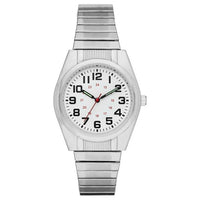 GEORGE Men's Watch: Silvertone Case, White Easy Read Dial, Silvertone Expansion Band (FMDOGE001) EasyOptionXY LLC