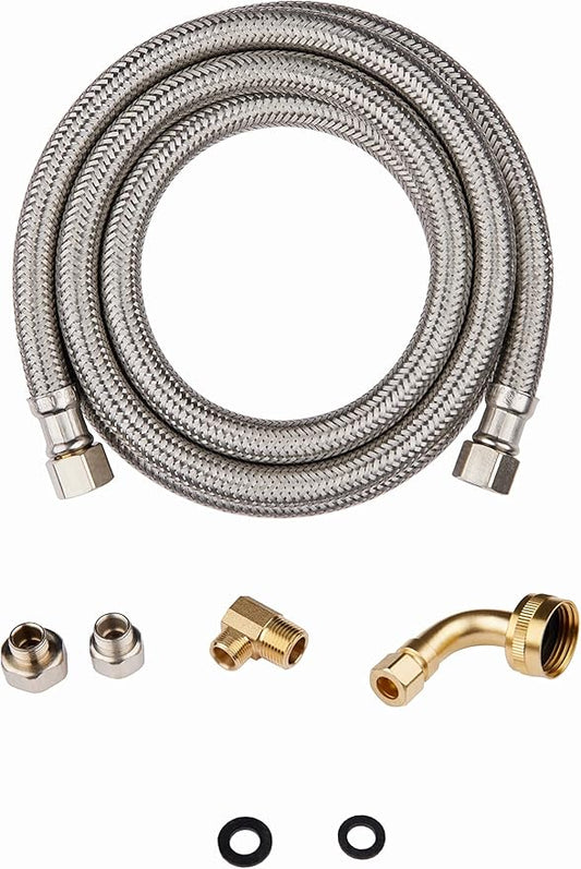 6ft Dishwasher Installation Kit, Stainless Steel Dishwasher Supply Line, with Compression Connection