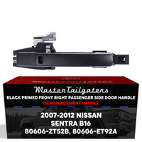 Exterior Door Handle Black Primed Replacement for Nissan Sentra B16 (2007-2012) (Smart Entry System w/o Sensor) OE Part # 80606-ZT52B, 80606-ET92A | Front Right Passenger Side w/o Keyhole