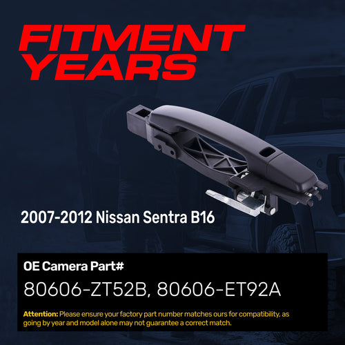 Exterior Door Handle Black Primed Replacement for Nissan Sentra B16 (2007-2012) (Smart Entry System w/o Sensor) OE Part # 80606-ZT52B, 80606-ET92A | Front Right Passenger Side w/o Keyhole