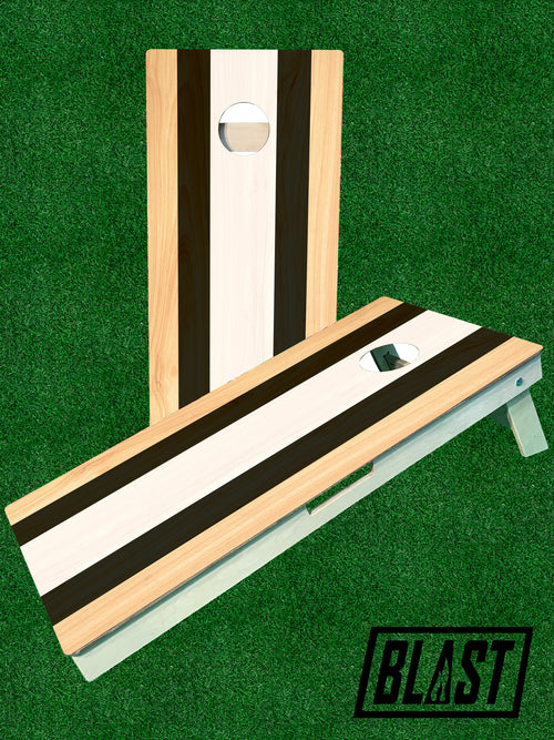 Black & White Striped Cornhole Boards