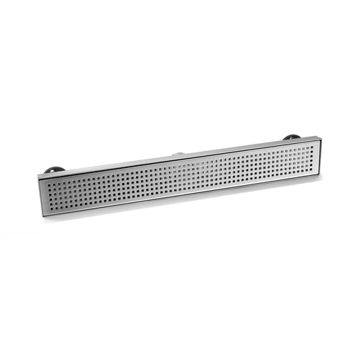 36" Linear Shower Drain, Square Hole Pattern Shower Drain, Brushed 304 Stainless Steel Linear Drain with Levelingft & Hair Strainer