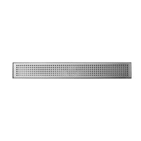 36" Linear Shower Drain, Square Hole Pattern Shower Drain, Brushed 304 Stainless Steel Linear Drain with Levelingft & Hair Strainer