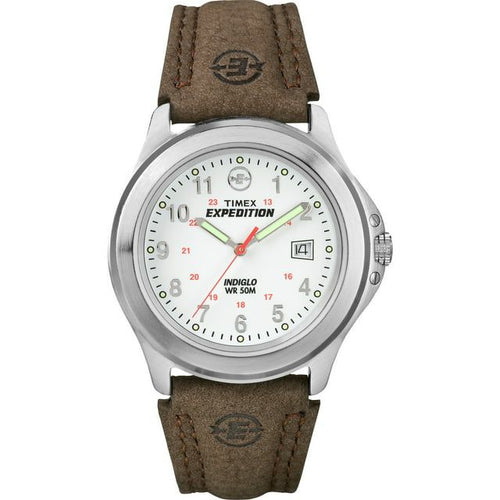 Timex Men's Expedition Metal Field Brown/White 40mm Outdoor Watch, Leather Strap EasyOptionXY LLC