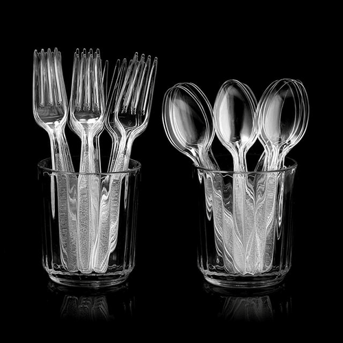 JoyServe Clear Plastic Utensils Disposable 180 Forks & 180 Spoons, Catering Supplies, 360-Pack EasyOptionXY LLC