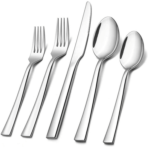 40-Piece Silverware Set, Vesteel Stainless Steel Flatware Set Service for 8, Modern Tableware Cutlery Set for Home and Restaurant, Square Edge & Mirror Finish, Dishwasher Safe EasyOptionXY LLC